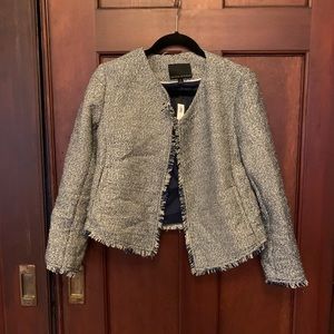 NWT navy/tweed collarless blazer - Banana Republic